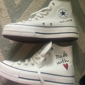 New Converse. No box. 
Converse Chuck Taylor All-Star Lift Hi
Made with Love